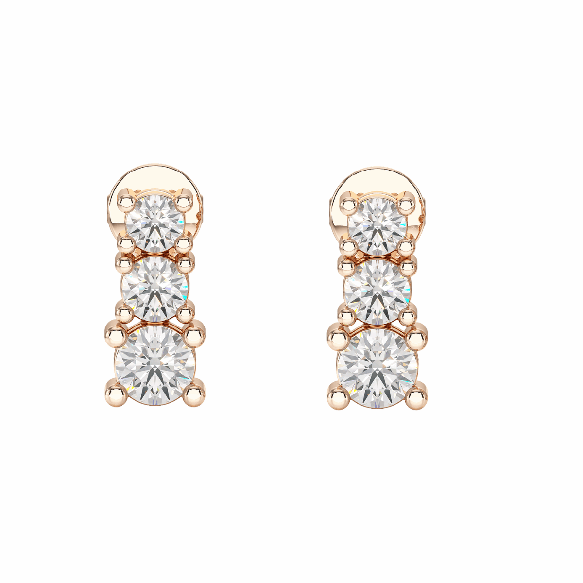 Four Claw Graduated Earrings in rose gold