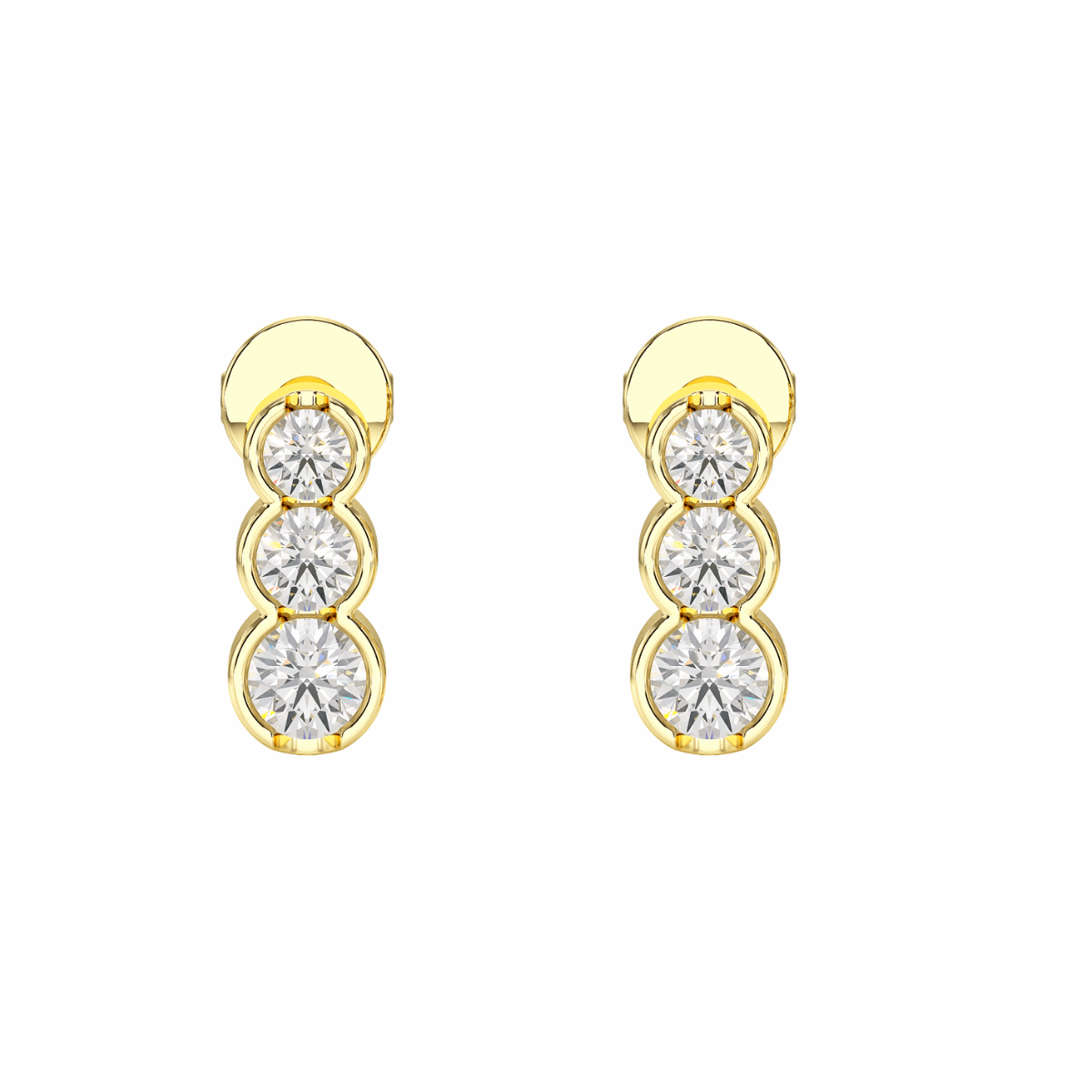 Bezel Set Graduated Earrings in yellow gold