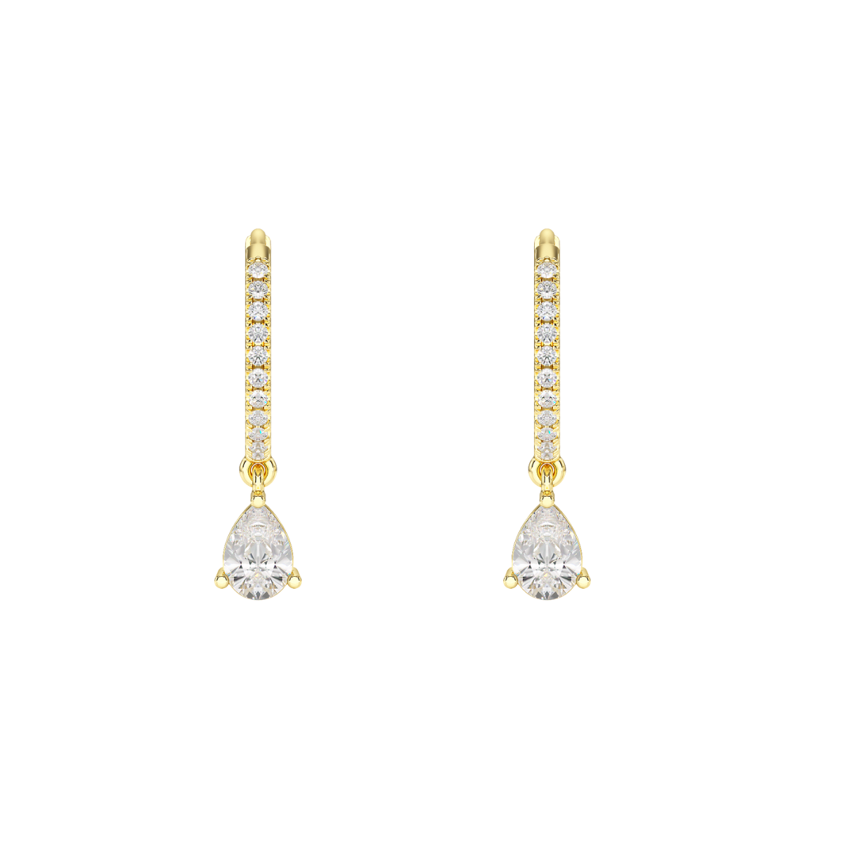 Pear Cut Drop Hoop Earrings