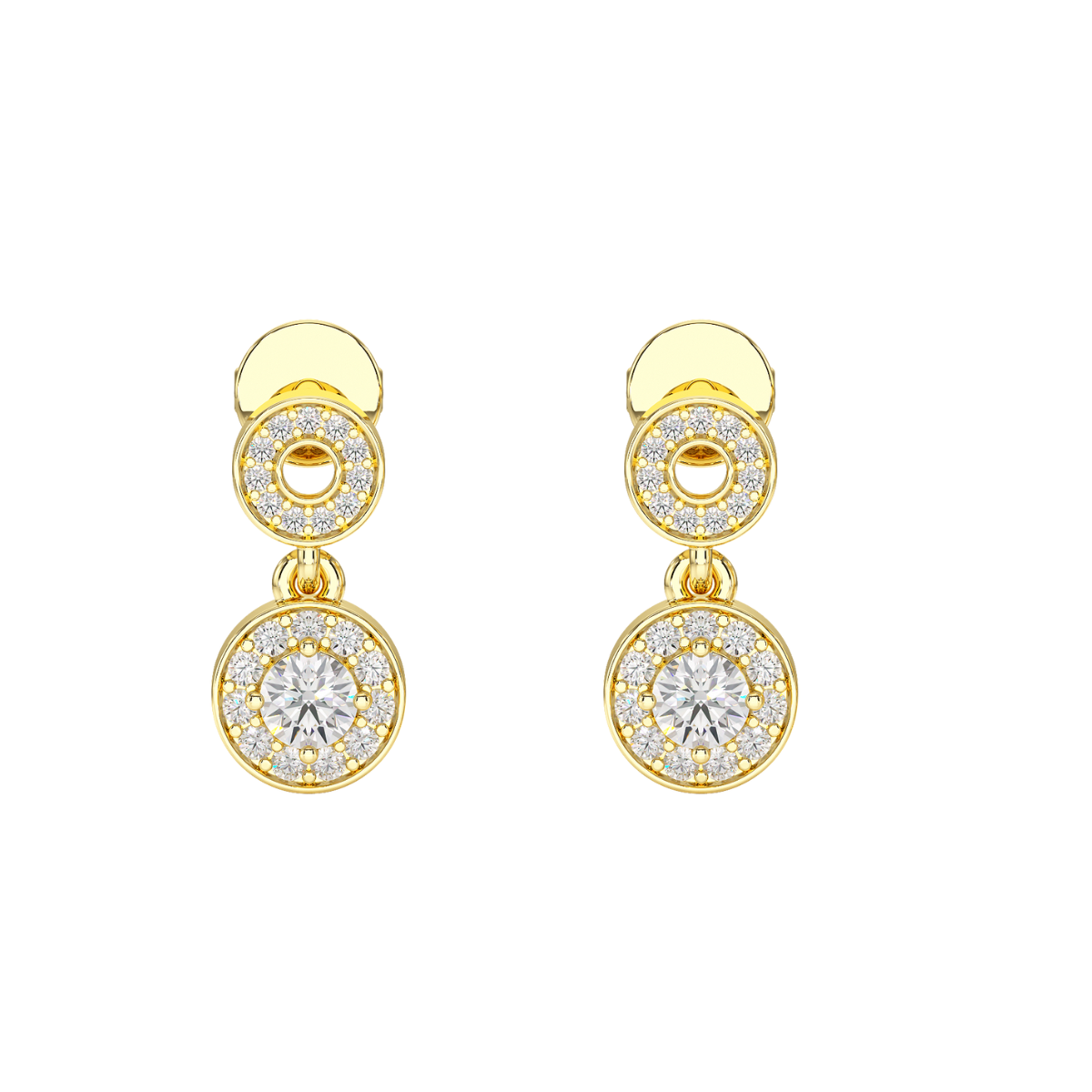 Round Cut Halo Drop Earring