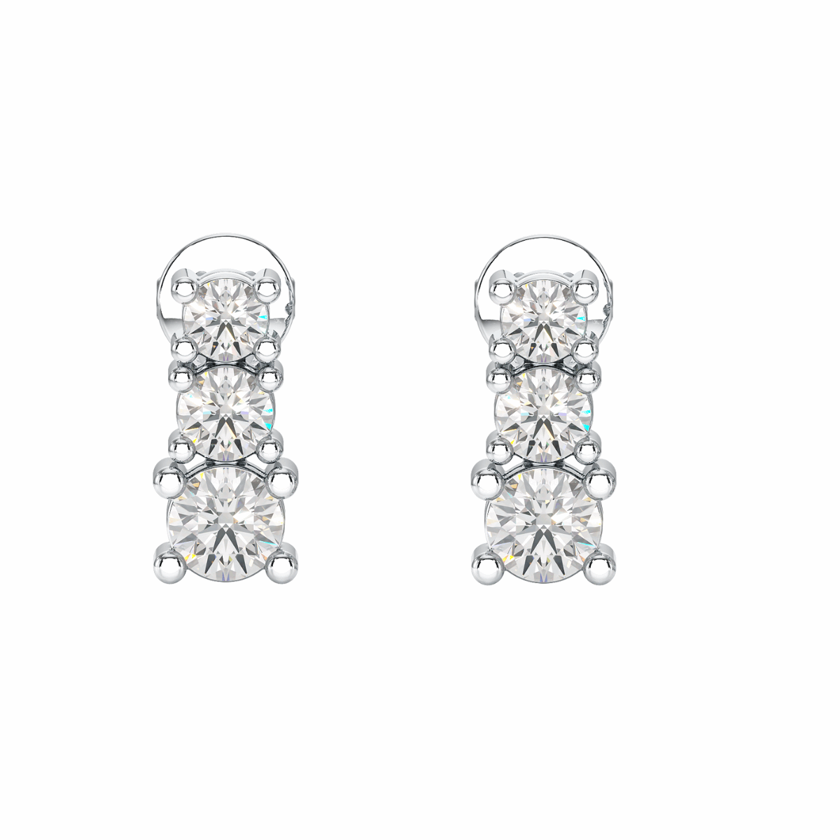 Four Claw Graduated Earrings in white gold or platinum