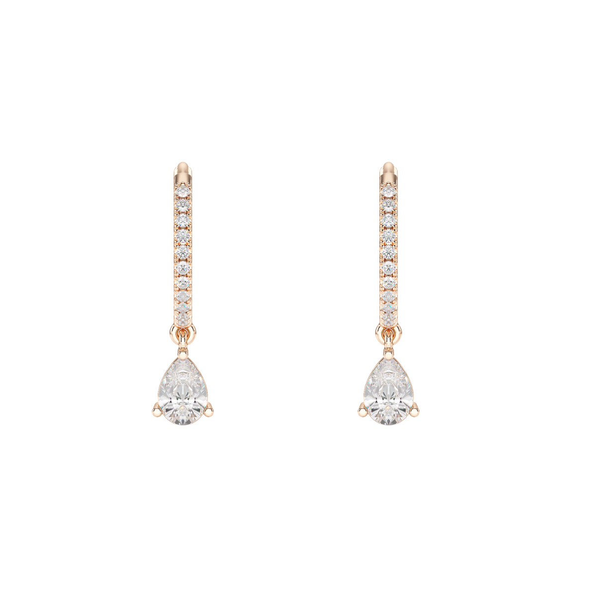 Pear Cut Drop Hoop Earrings