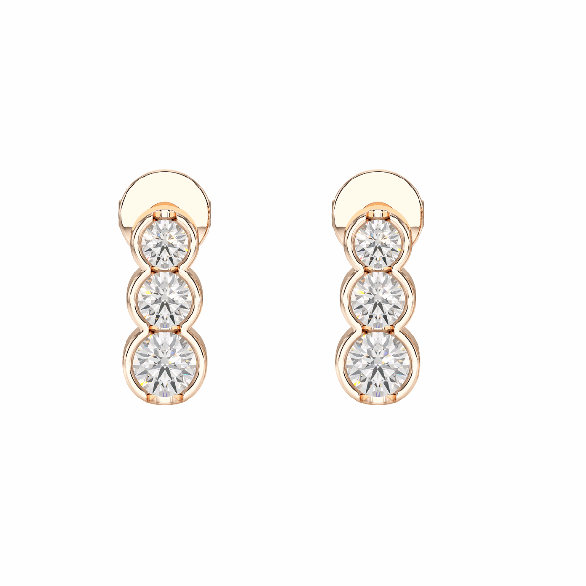 Bezel Set Graduated Earrings in rose gold