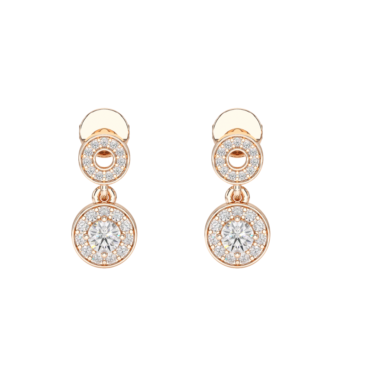 Round Cut Halo Drop Earring