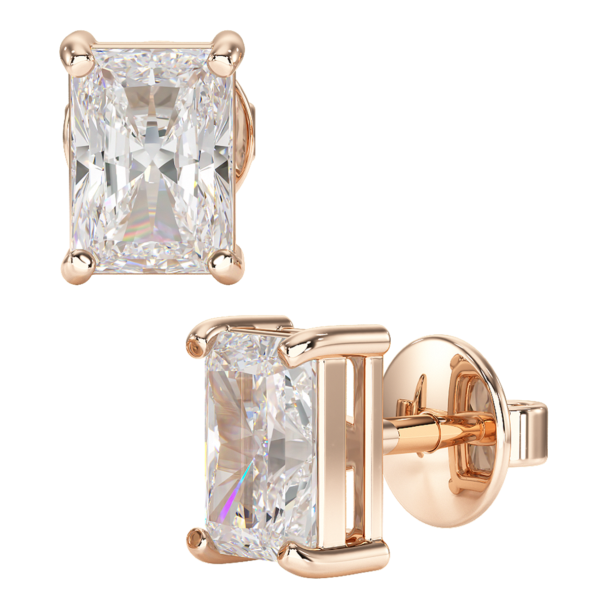 Radiant Cut Solitaire Stud Earrings