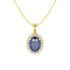 Oval Blue Sapphire Sunburst Pendant