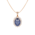 Large Oval Blue Sapphire Sunburst Pendant
