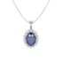 Large Oval Blue Sapphire Sunburst Pendant