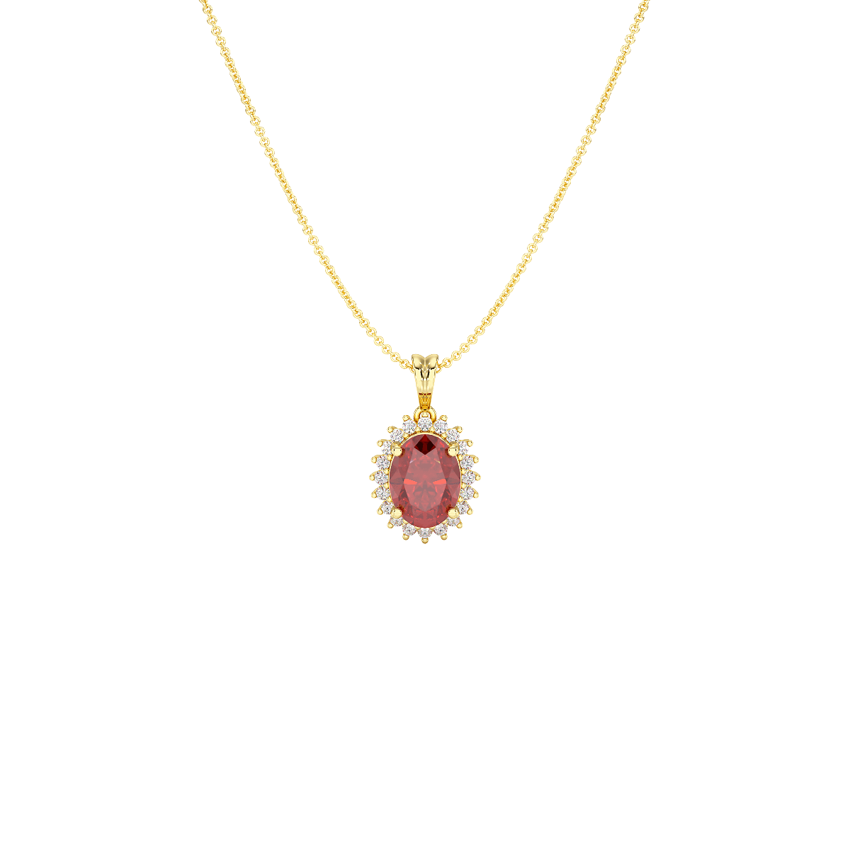 Large Oval Ruby Sunburst Pendant