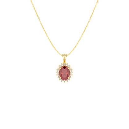 Large Oval Ruby Sunburst Pendant