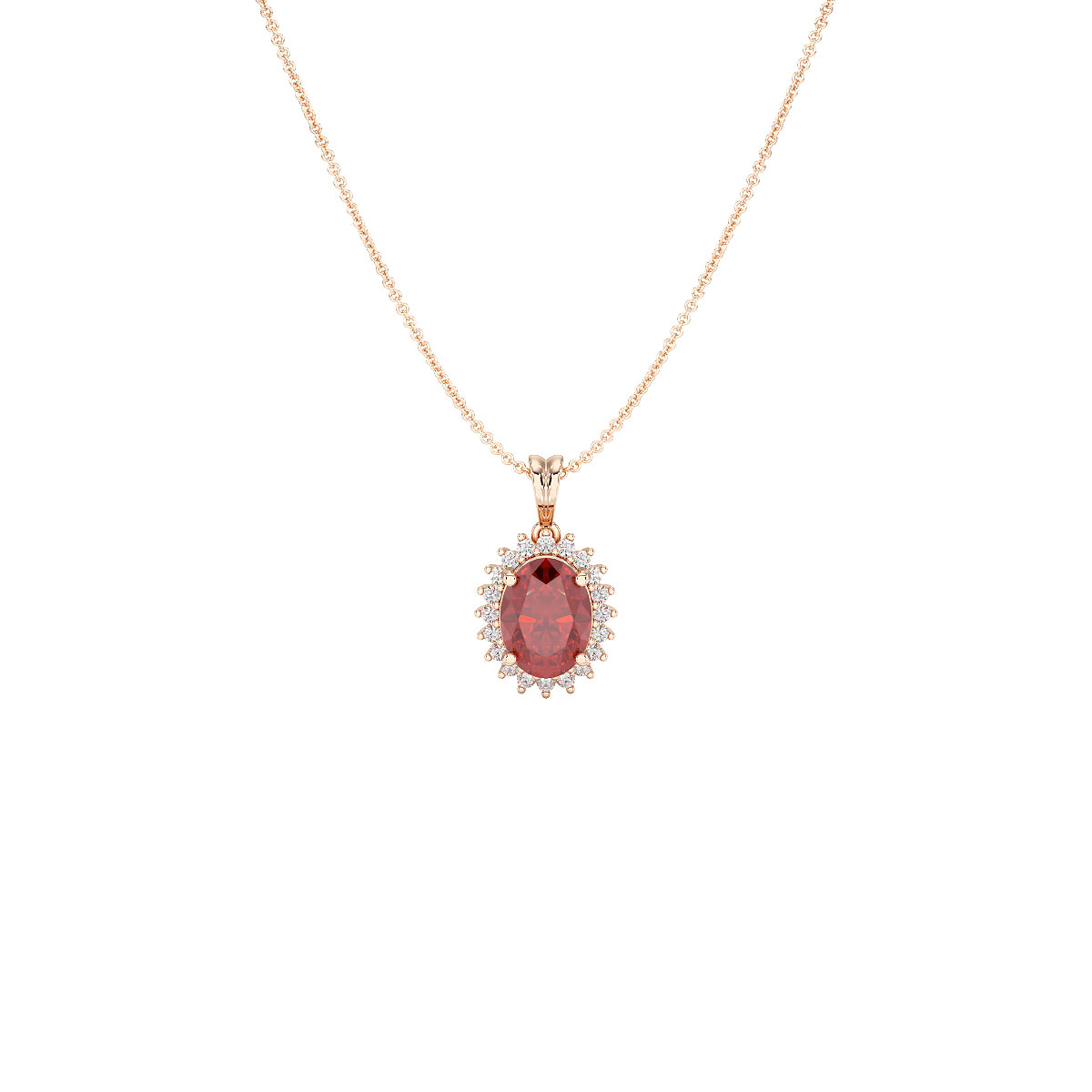 Large Oval Ruby Sunburst Pendant