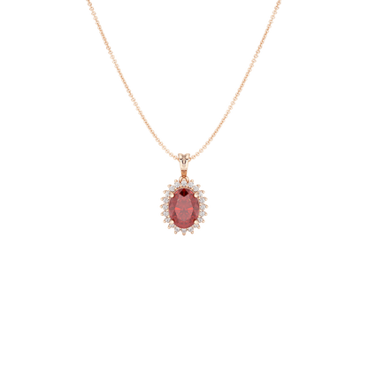 Oval Ruby Sunburst Pendant