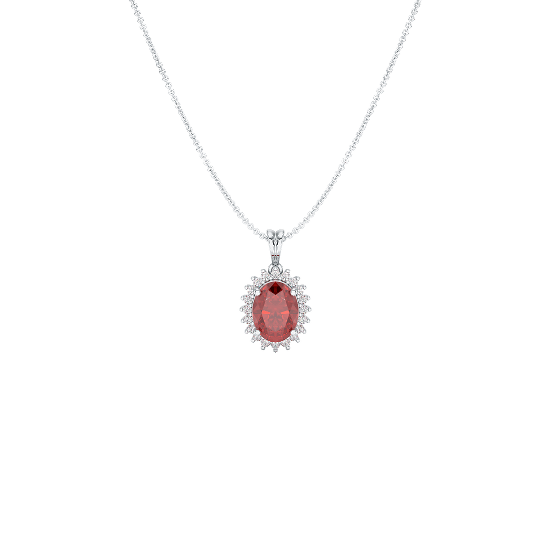 Oval Ruby Sunburst Pendant