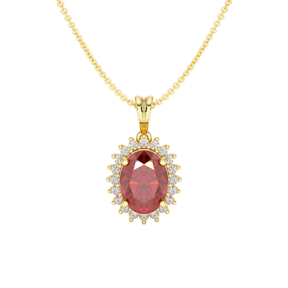 Oval Ruby Sunburst Pendant