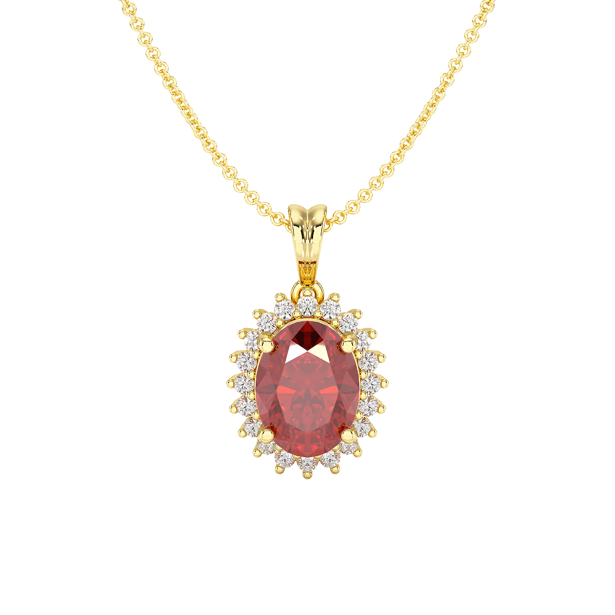 Large Oval Ruby Sunburst Pendant