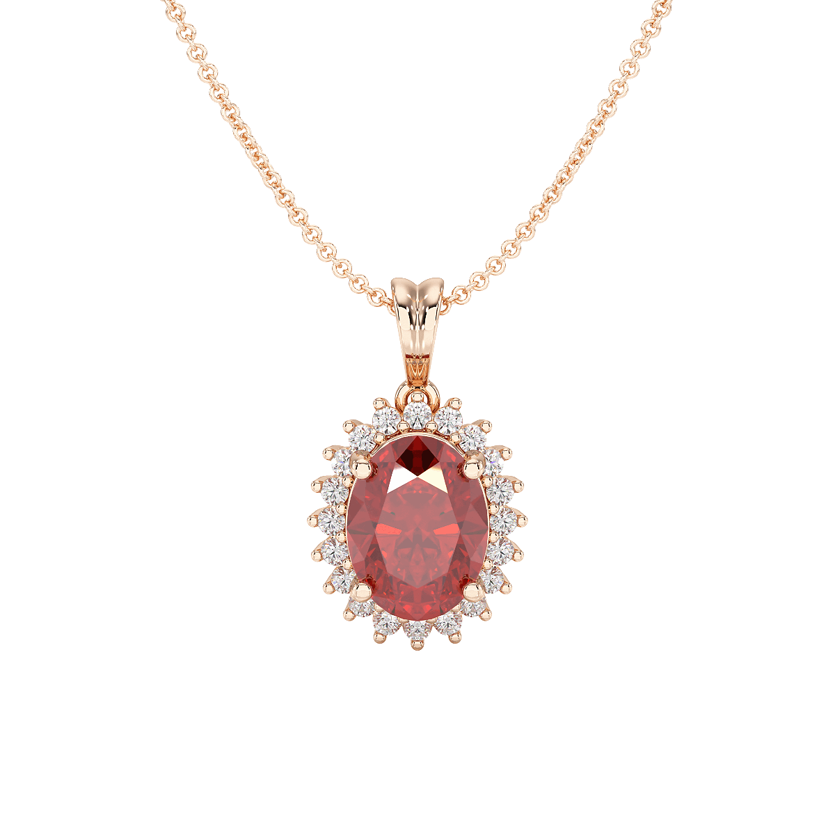 Large Oval Ruby Sunburst Pendant
