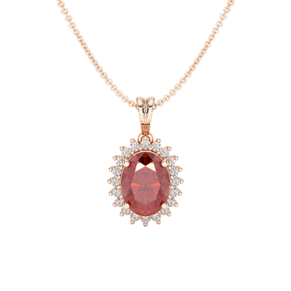 Large Oval Ruby Sunburst Pendant