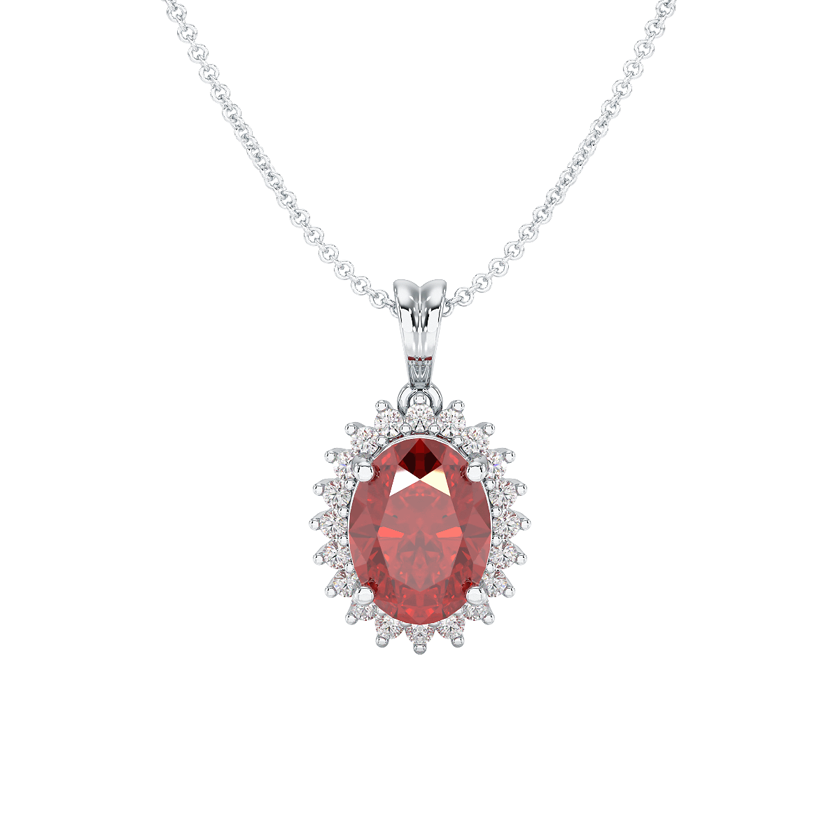 Oval Ruby Sunburst Pendant