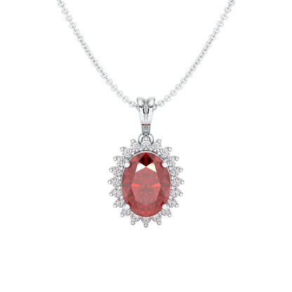 Large Oval Ruby Sunburst Pendant