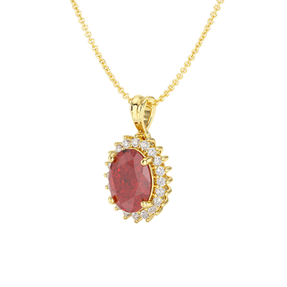 Oval Ruby Sunburst Pendant