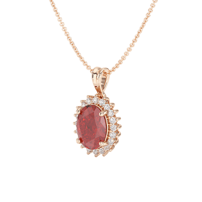 Oval Ruby Sunburst Pendant