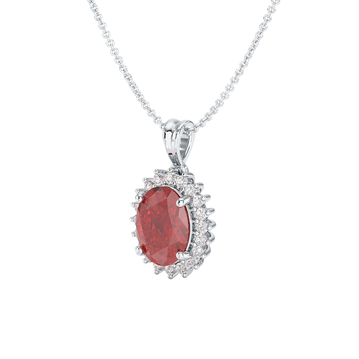 Oval Ruby Sunburst Pendant