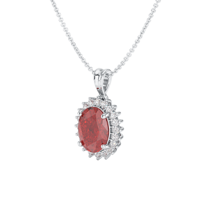 Oval Ruby Sunburst Pendant