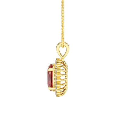 Oval Ruby Sunburst Pendant