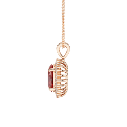Large Oval Ruby Sunburst Pendant