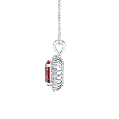 Large Oval Ruby Sunburst Pendant