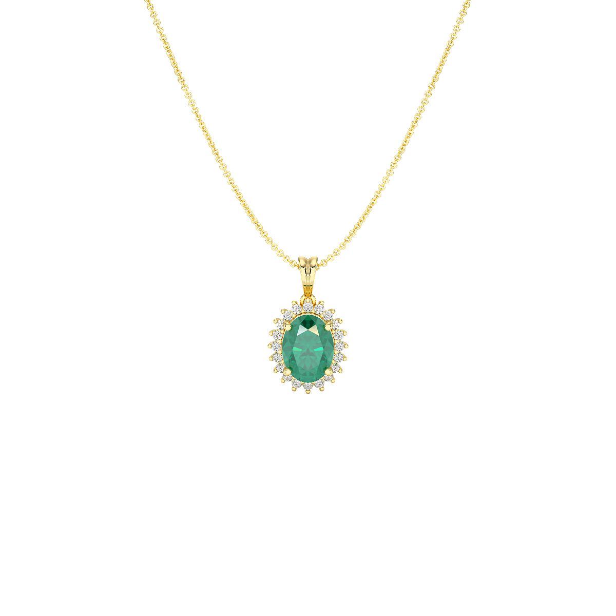 Large Oval Emerald Sunburst Pendant