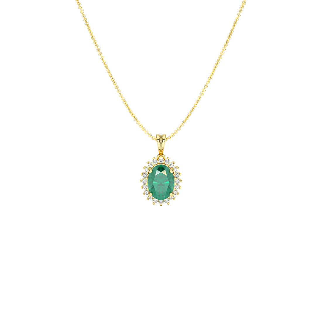 Oval Emerald Sunburst Pendant