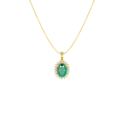 Oval Emerald Sunburst Pendant