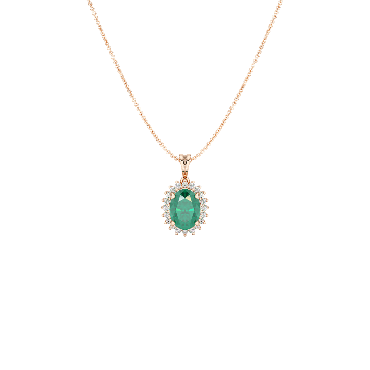 Oval Emerald Sunburst Pendant