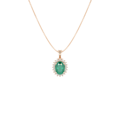 Oval Emerald Sunburst Pendant