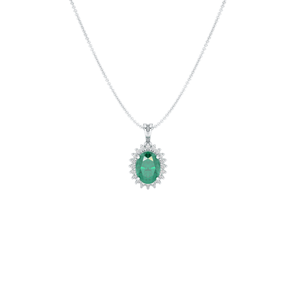 Large Oval Emerald Sunburst Pendant