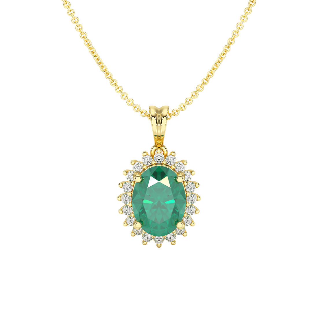 Large Oval Emerald Sunburst Pendant