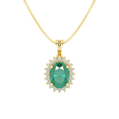 Large Oval Emerald Sunburst Pendant