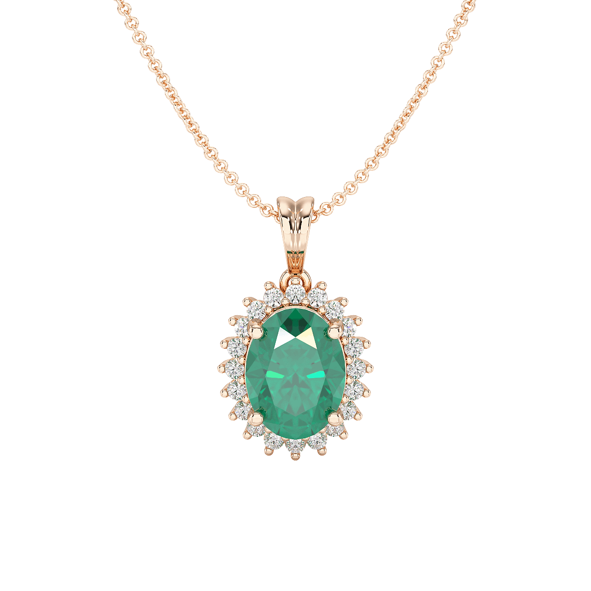 Large Oval Emerald Sunburst Pendant