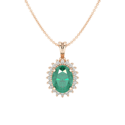 Large Oval Emerald Sunburst Pendant