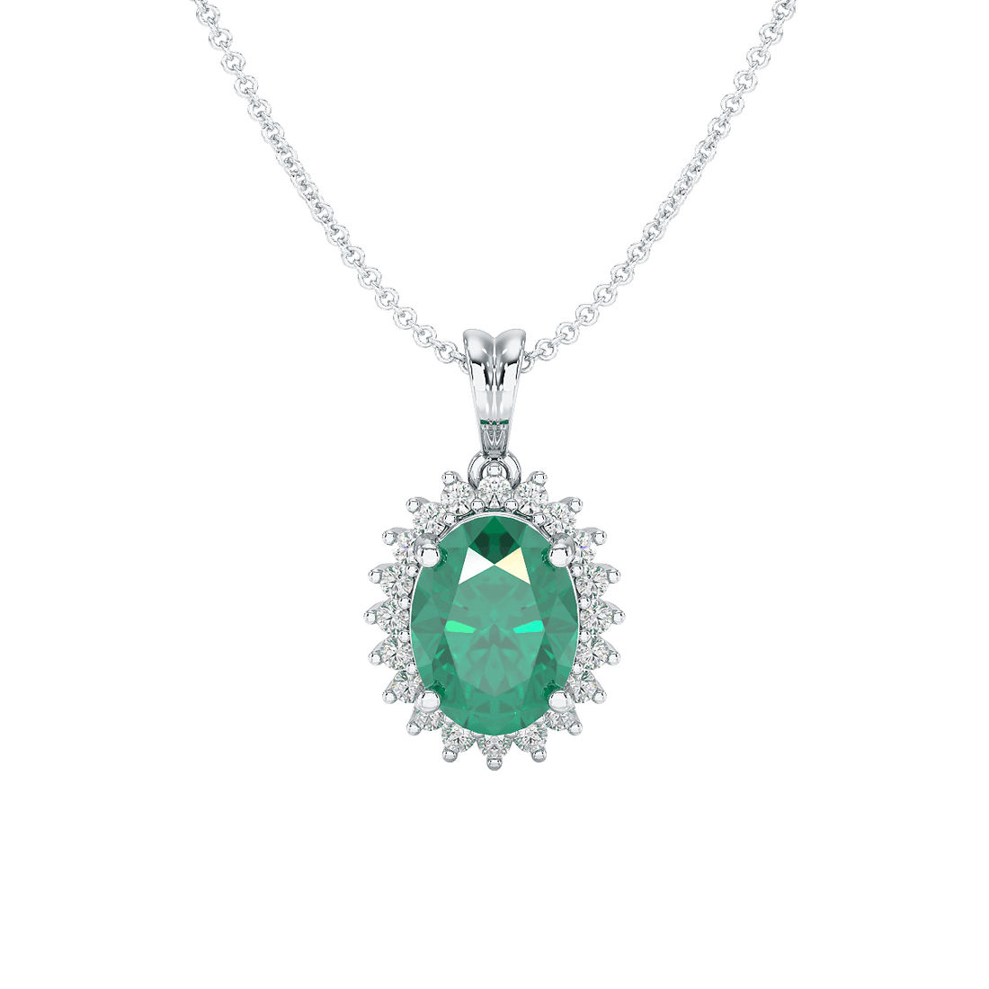 Large Oval Emerald Sunburst Pendant