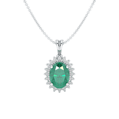 Large Oval Emerald Sunburst Pendant