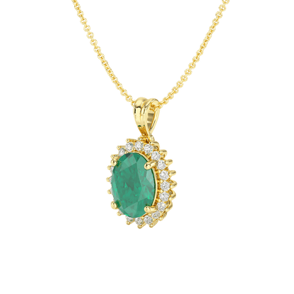 Large Oval Emerald Sunburst Pendant