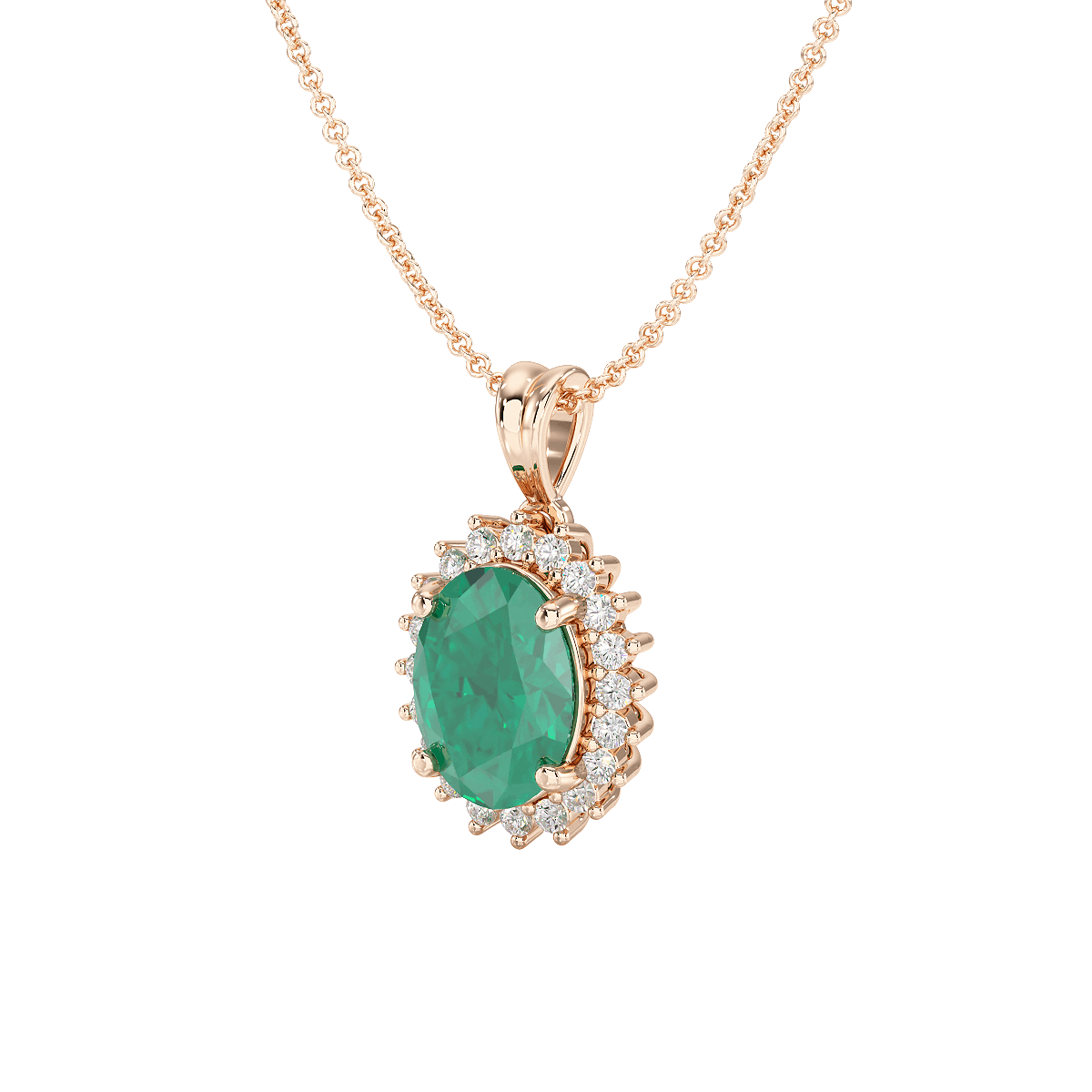 Large Oval Emerald Sunburst Pendant