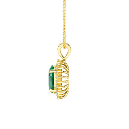 Large Oval Emerald Sunburst Pendant