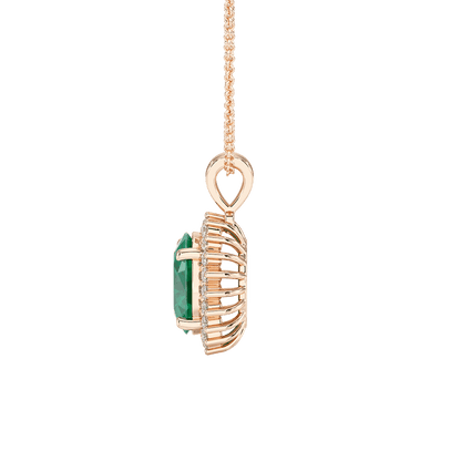 Oval Emerald Sunburst Pendant