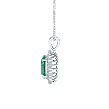 Large Oval Emerald Sunburst Pendant