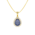 Large Pear Blue Sapphire Sunburst Pendant