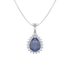 Pear Blue Sapphire Sunburst Pendant