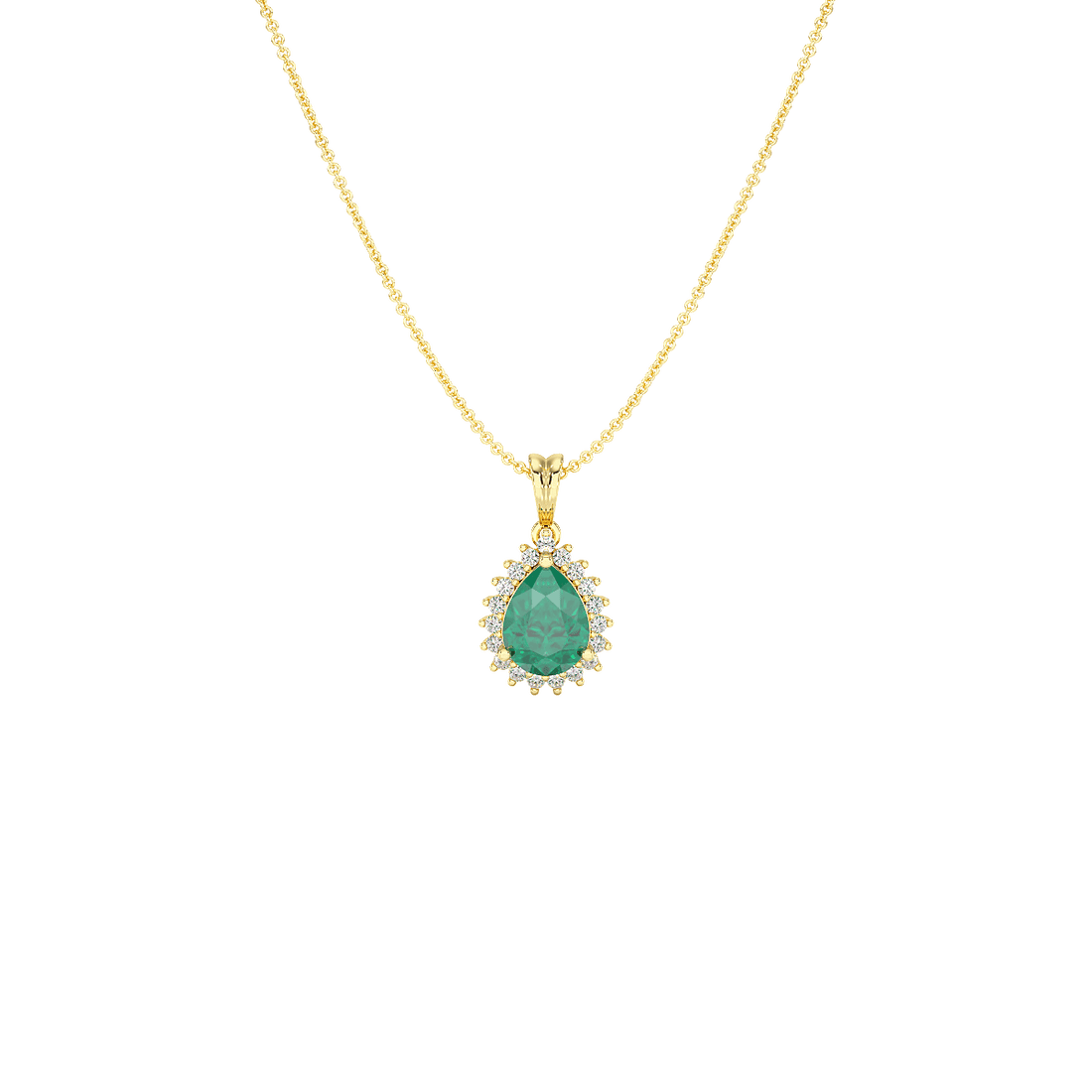 Pear Emerald Sunburst Pendant